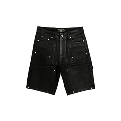 MIXED EMOTION Black Rivet Carpenter Denim Streetwear Shorts