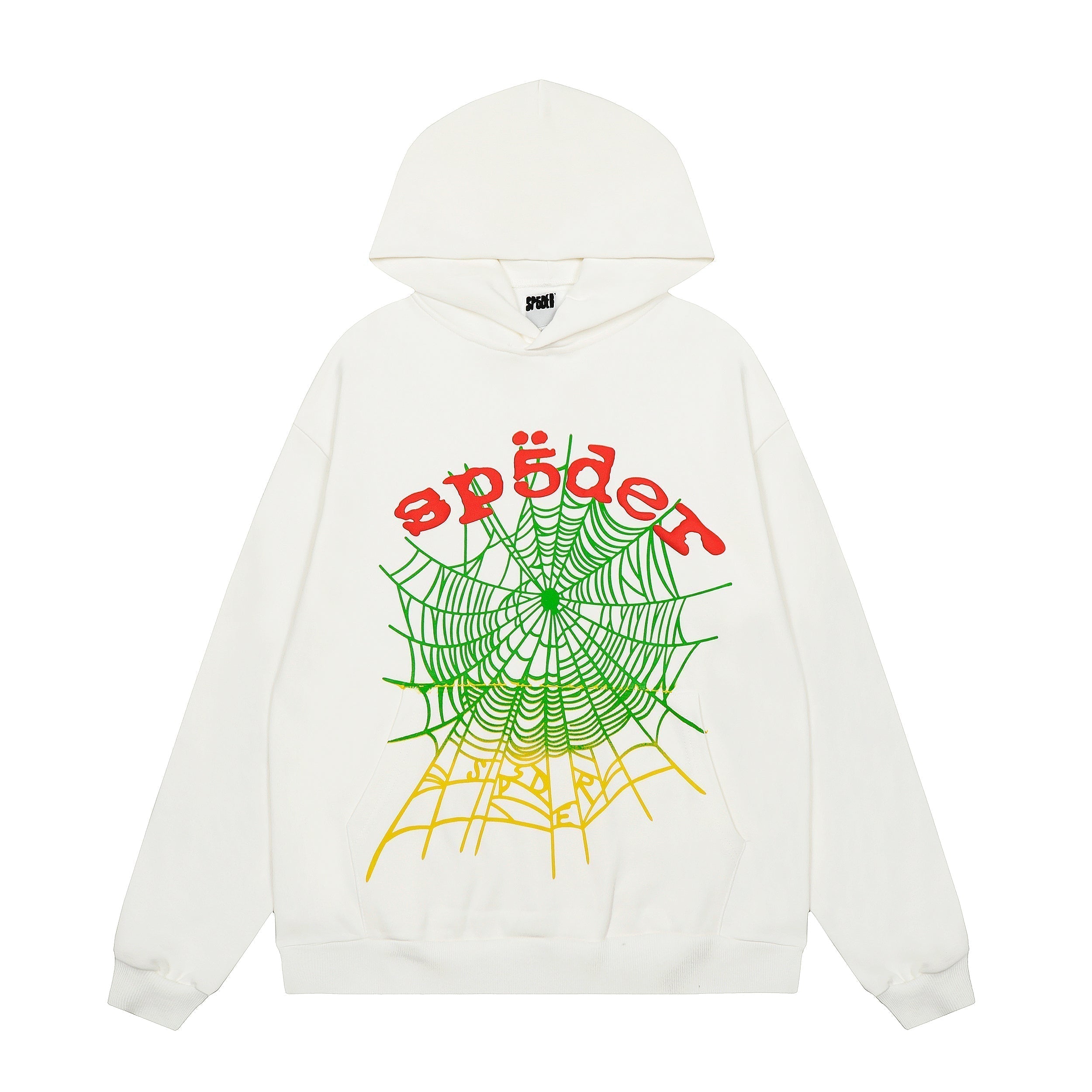 Sp5der Gradient Spider Web Graphic White Pullover Hoodie