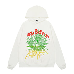 Sp5der Gradient Spider Web Graphic White Pullover Hoodie