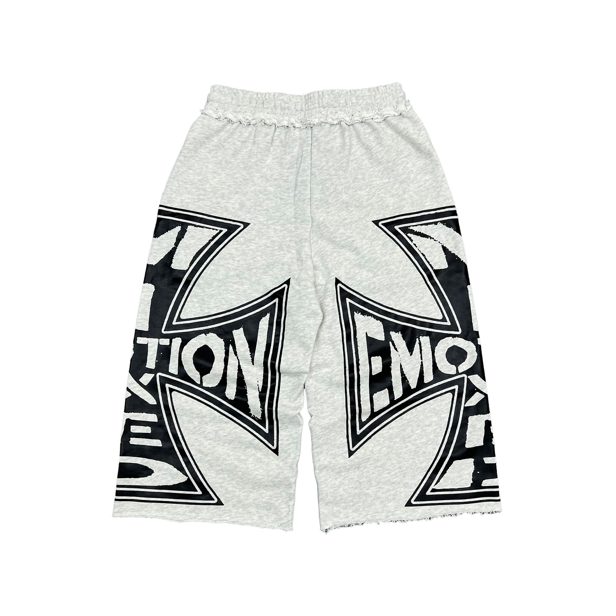 MIXED EMOTION Big Graphic Print Grey Streetwear Shorts