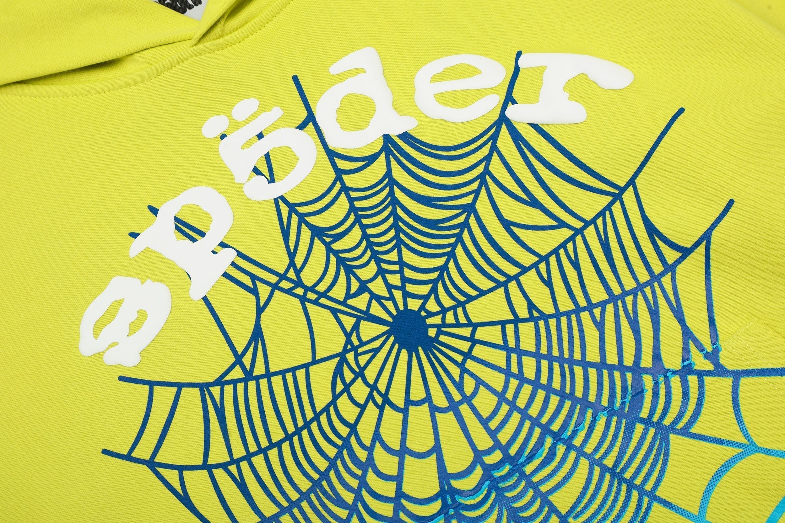 Sp5der Gradient Spider‑Web Yellow Pullover Hoodie