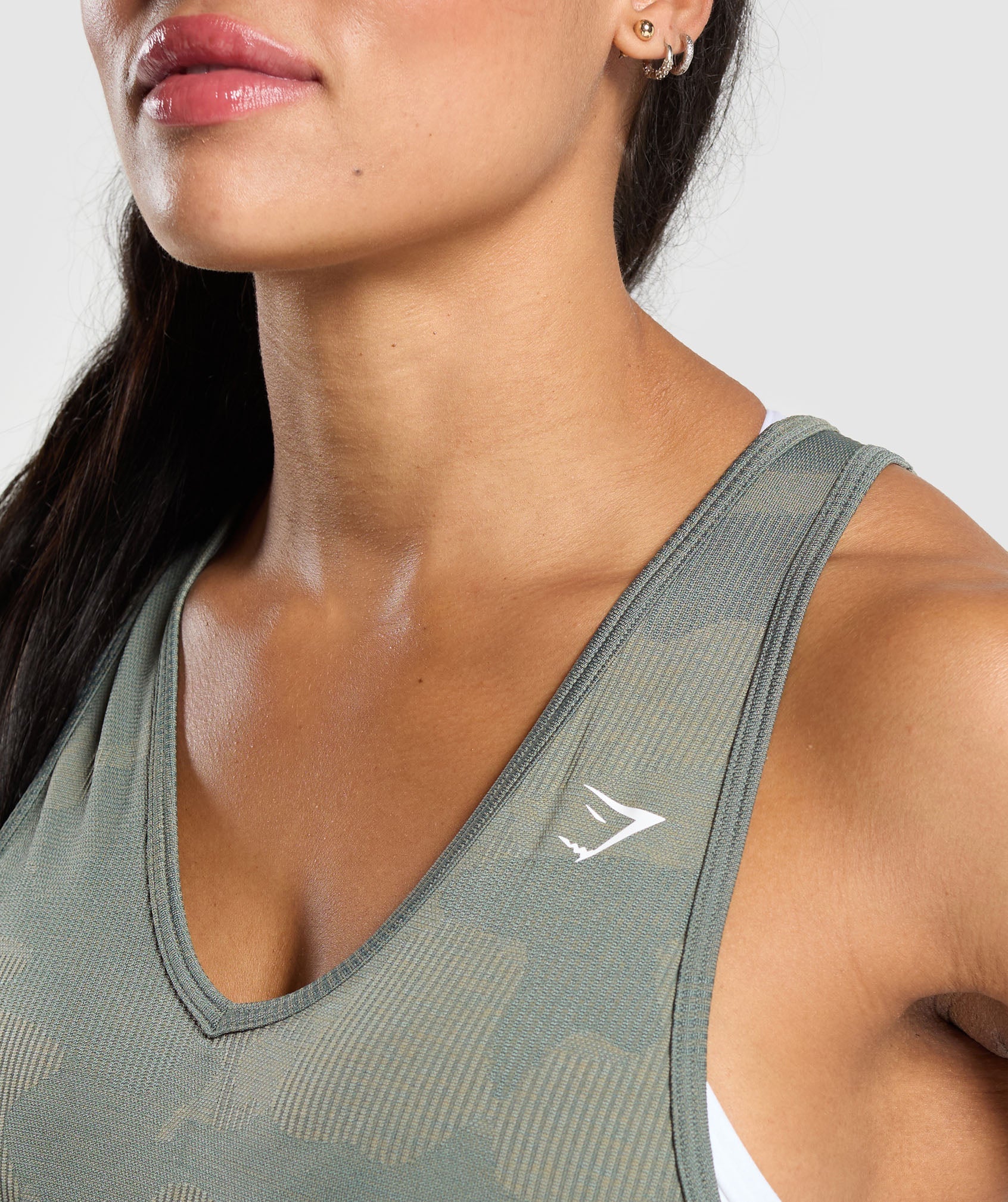 Gymshark Adapt Camo Seamless Tank - Unit Green/Chalk Green