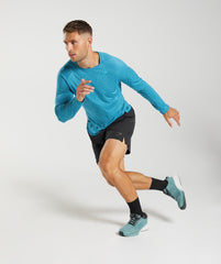 Gymshark Apex Long Sleeve T-Shirt - Atlantic Blue/Shark Blue