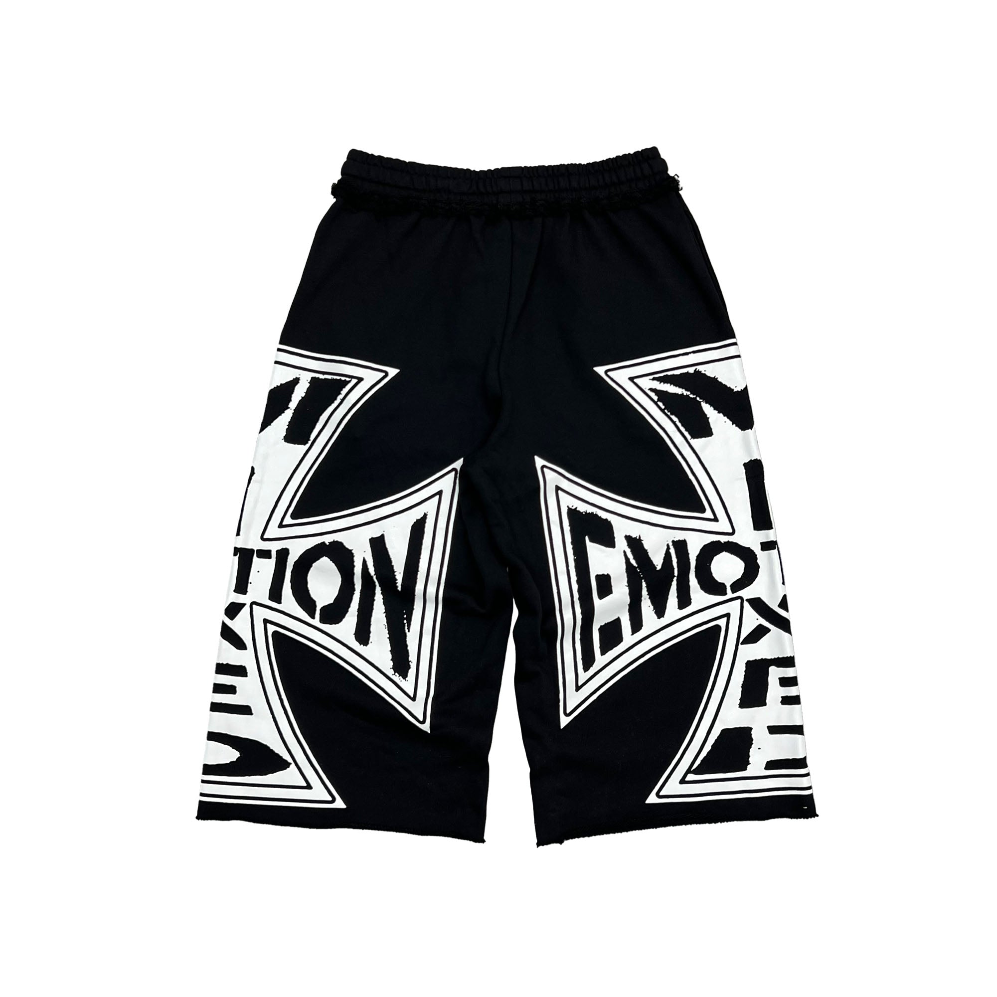 MIXED EMOTION Big Triangle Graphic Print Black Streetwear Shorts
