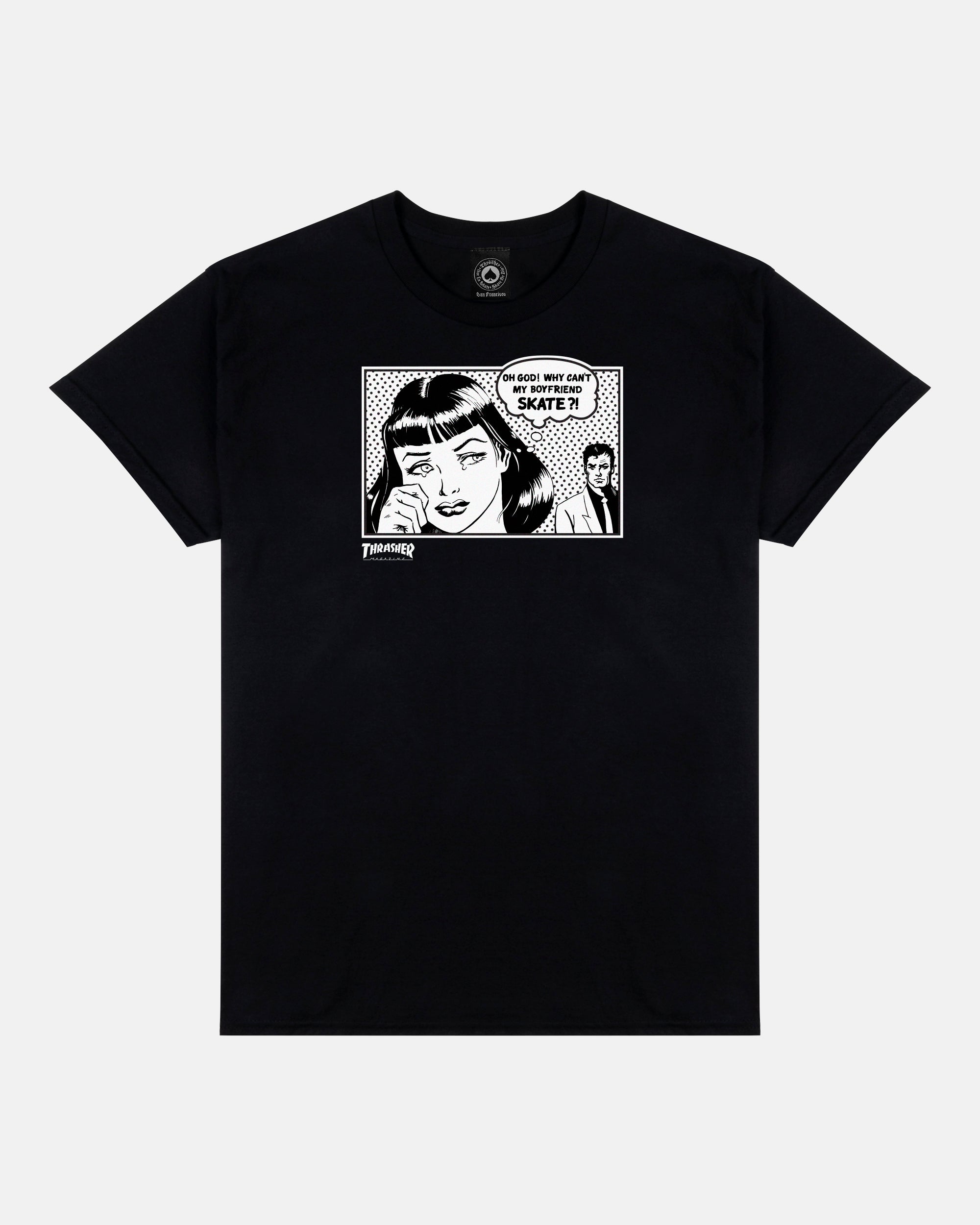 THRASHER Vintage Comic Graphic Black Short‑Sleeve T‑Shirt