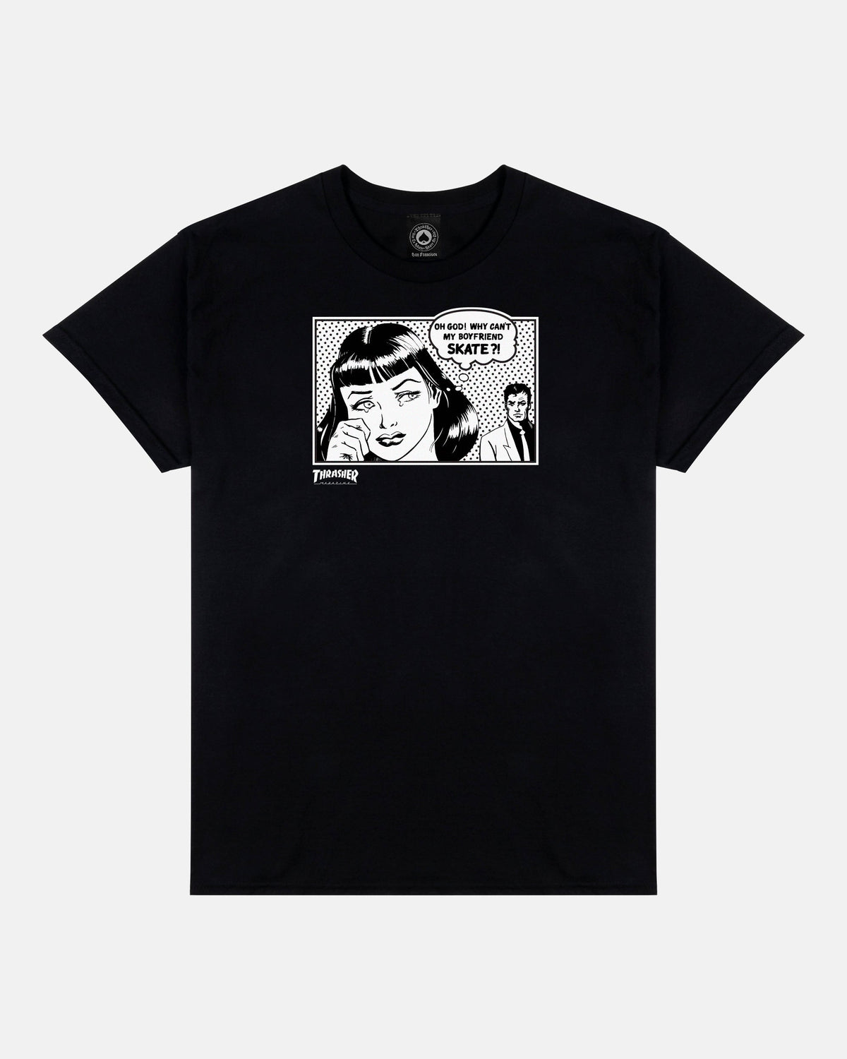 THRASHER Vintage Comic Graphic Black Short‑Sleeve T‑Shirt