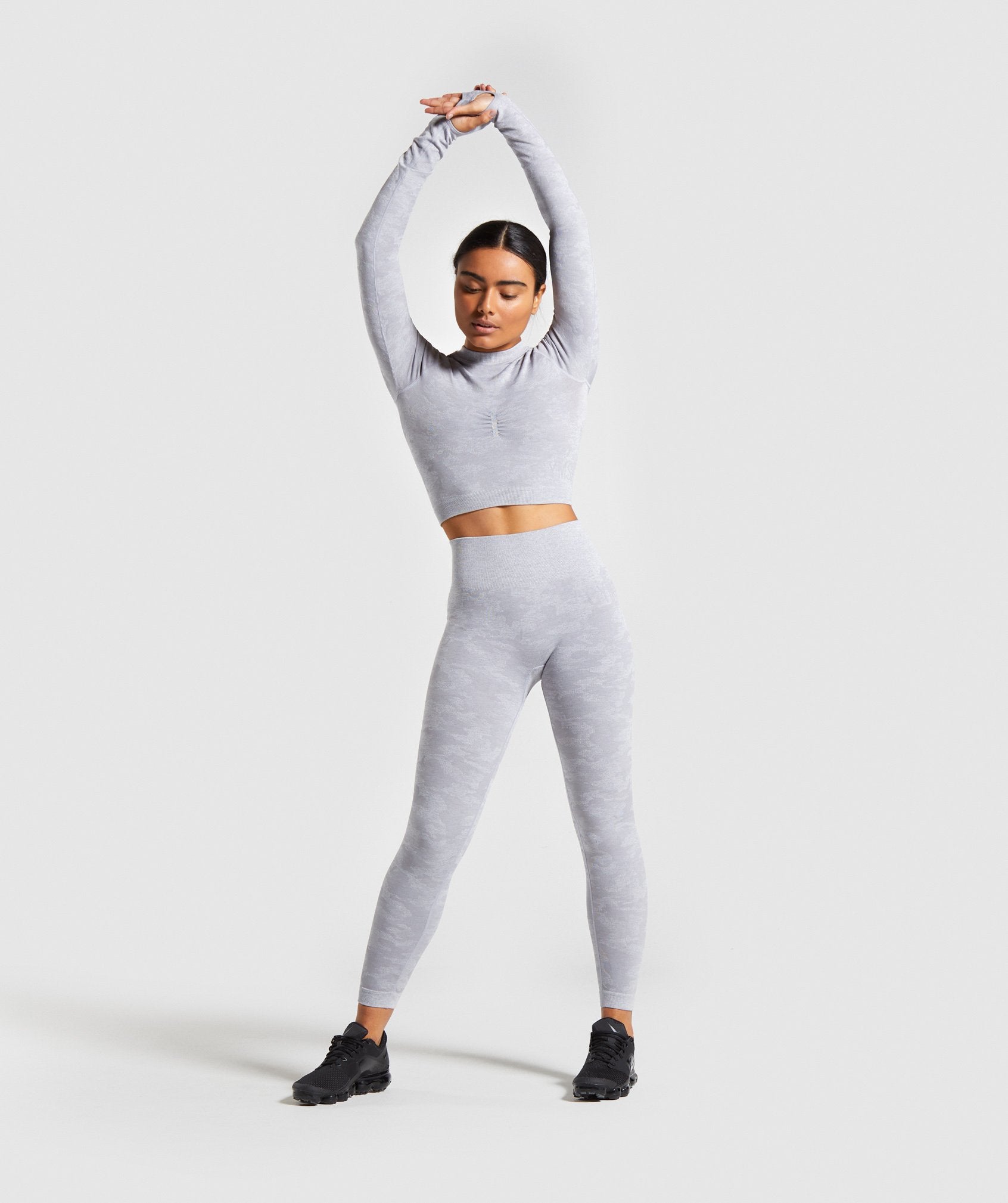 Gymshark Camo Seamless Long Sleeve Crop Top - Lilac
