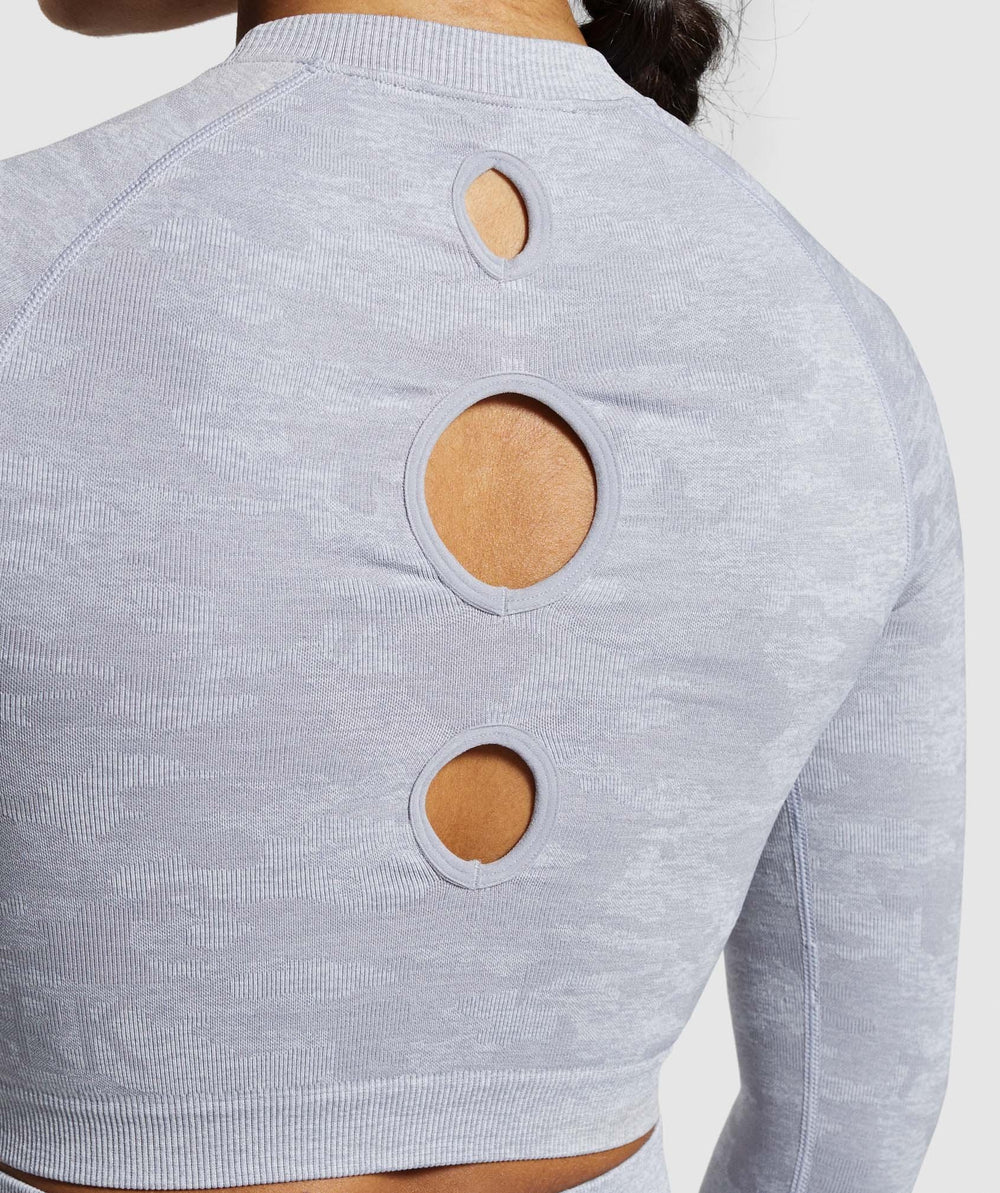 Gymshark Camo Seamless Long Sleeve Crop Top - Lilac