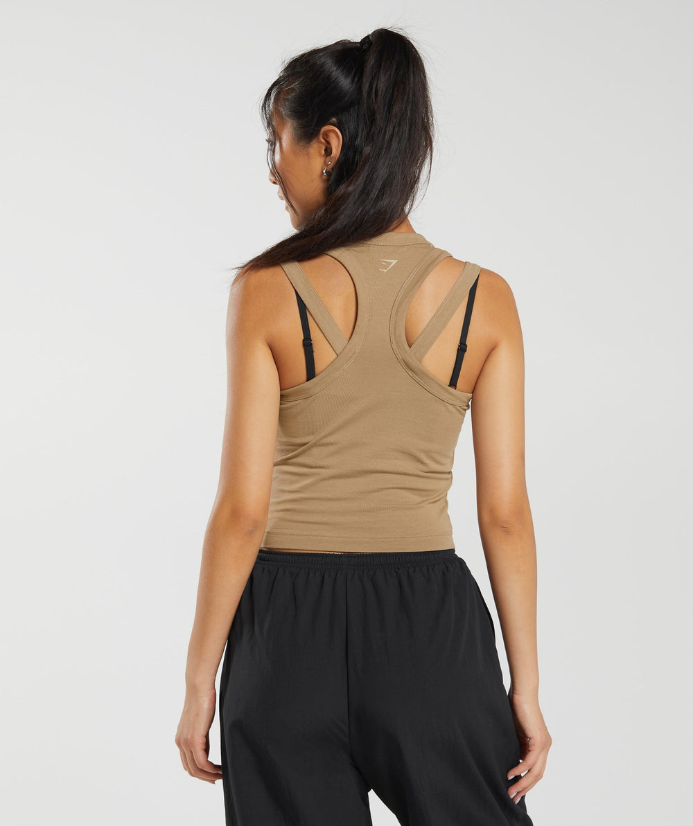 Gymshark Cotton Strappy Midi Tank - Deep Fawn Brown
