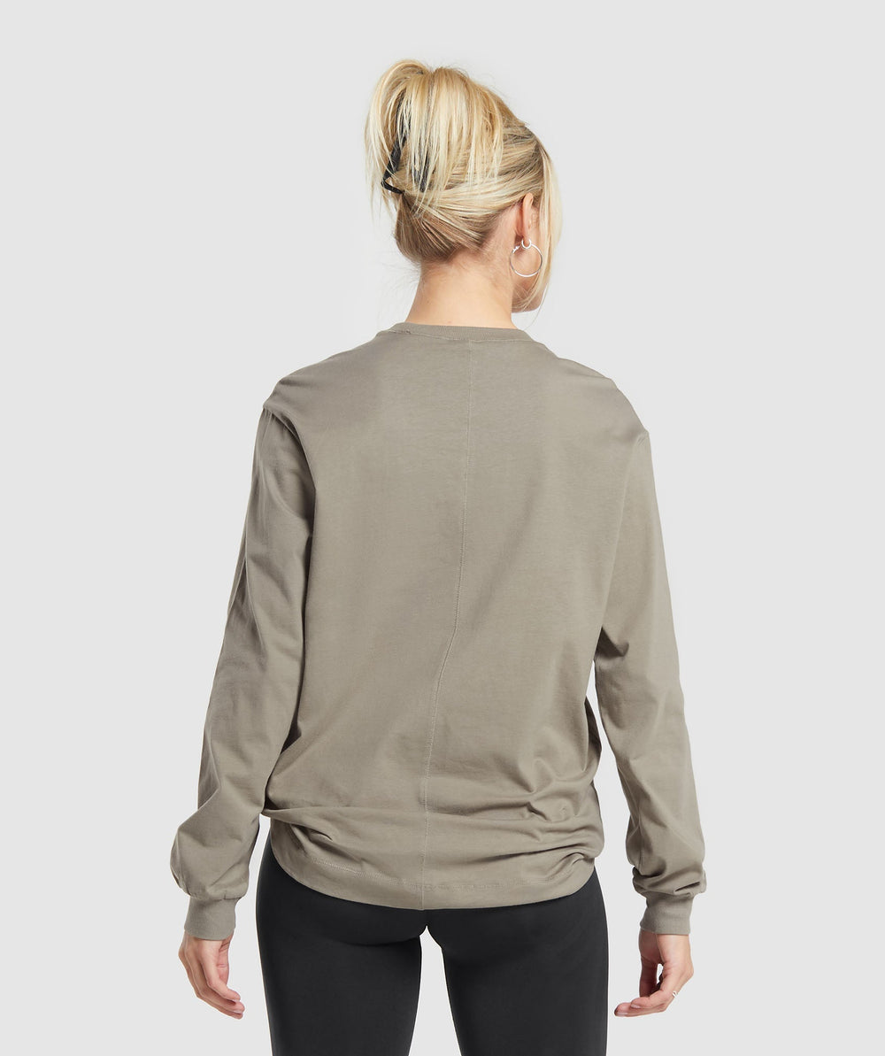 Gymshark Cotton Oversized Long Sleeve Top - Linen Brown