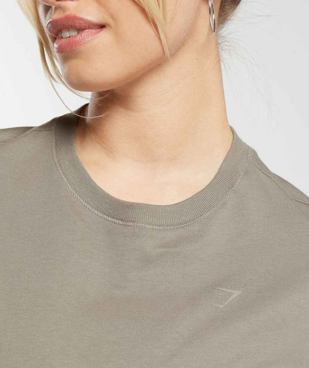 Gymshark Cotton Oversized Long Sleeve Top - Linen Brown