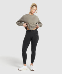 Gymshark Cotton Oversized Long Sleeve Top - Linen Brown