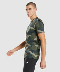 Gymshark Critical T-Shirt - Green Print