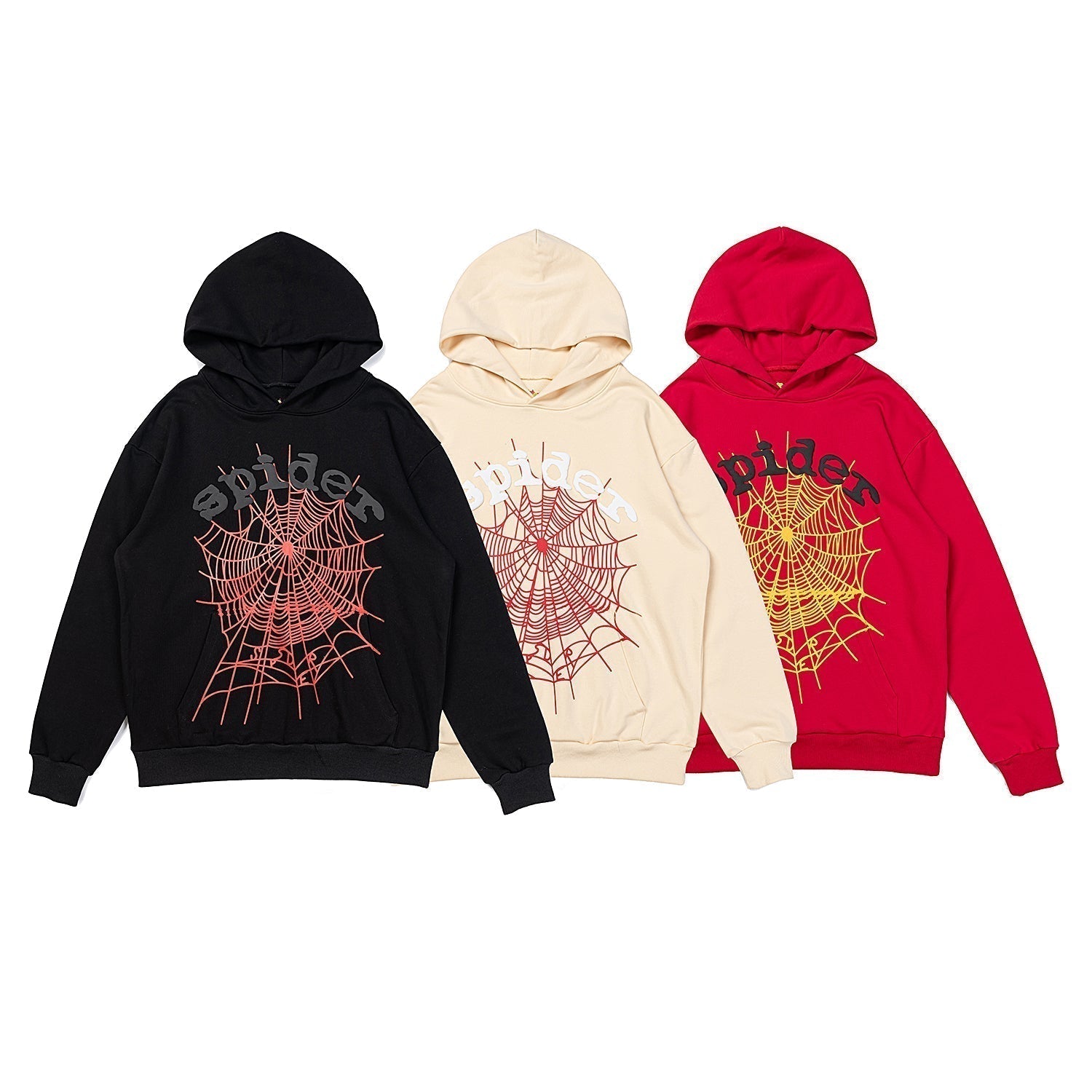 Sp5der Classic Spider‑Web 3‑Color Pullover Hoodie