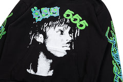 Sp5der 555 Portrait Graphic Black Pullover Hoodie