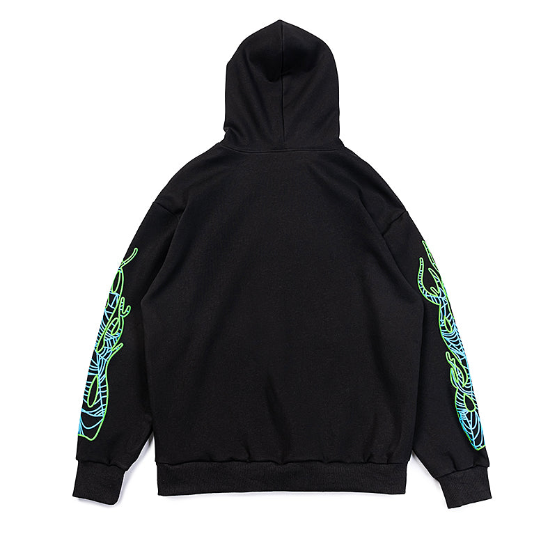 Sp5der 555 Portrait Graphic Black Pullover Hoodie