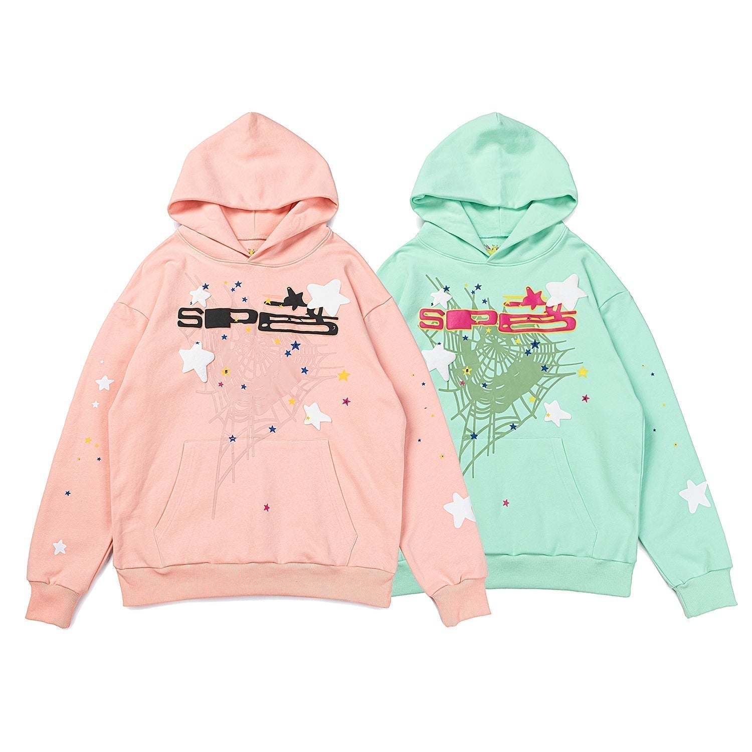 Sp5der Star Splatter 2‑Color Pullover Hoodie