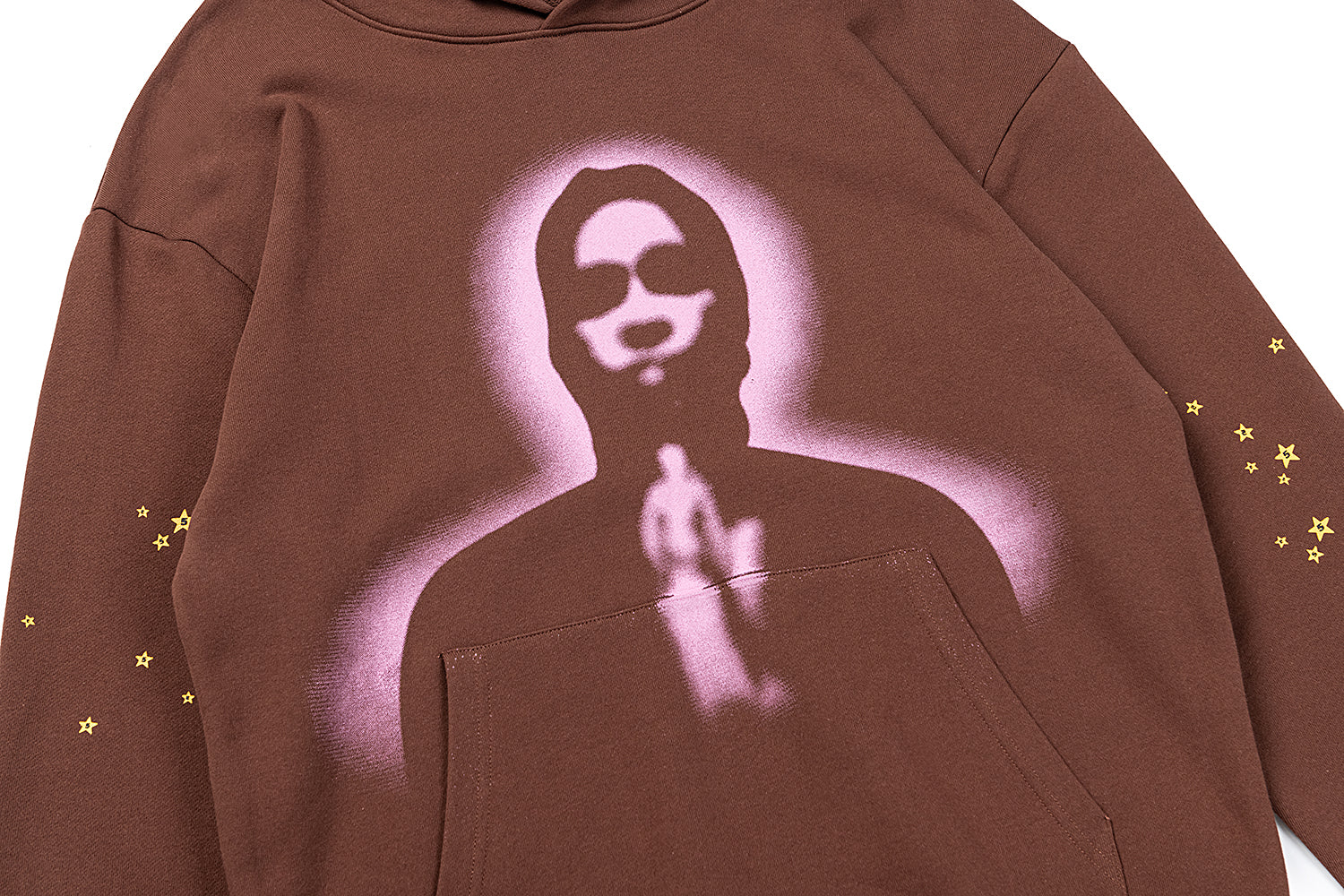 Sp5der Portrait Graphic Brown Pullover Hoodie