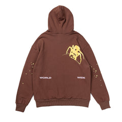 Sp5der Portrait Graphic Brown Pullover Hoodie