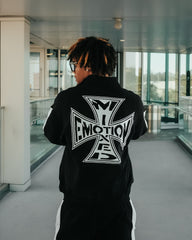 MIXED EMOTION Cross Graphic Quarter‑Zip Pullover Sweatshirt