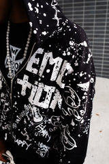MIXED EMOTION All‑Over Graffiti Print Full‑Zip Hoodie