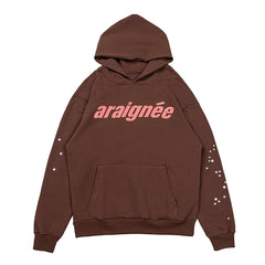 Sp5der Araignée Text Brown Pullover Hoodie