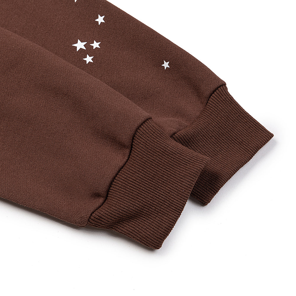 Sp5der Araignée Text Brown Pullover Hoodie