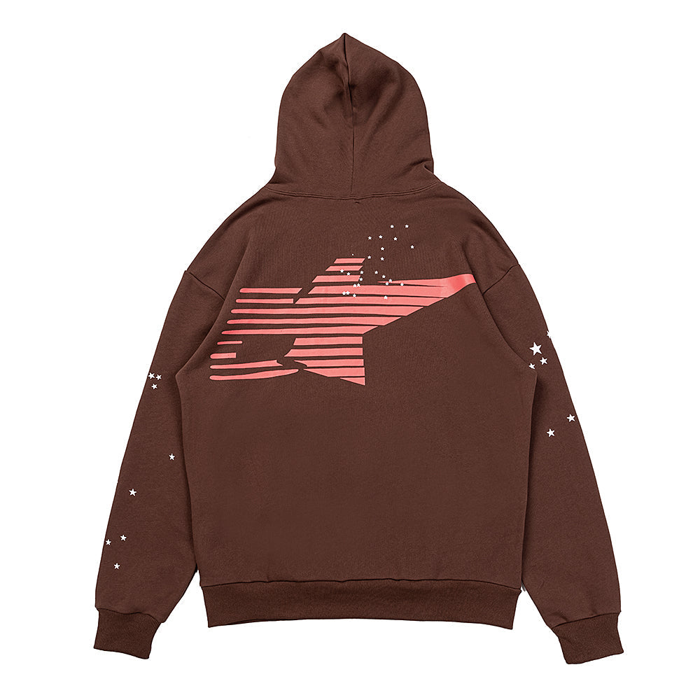Sp5der Araignée Text Brown Pullover Hoodie
