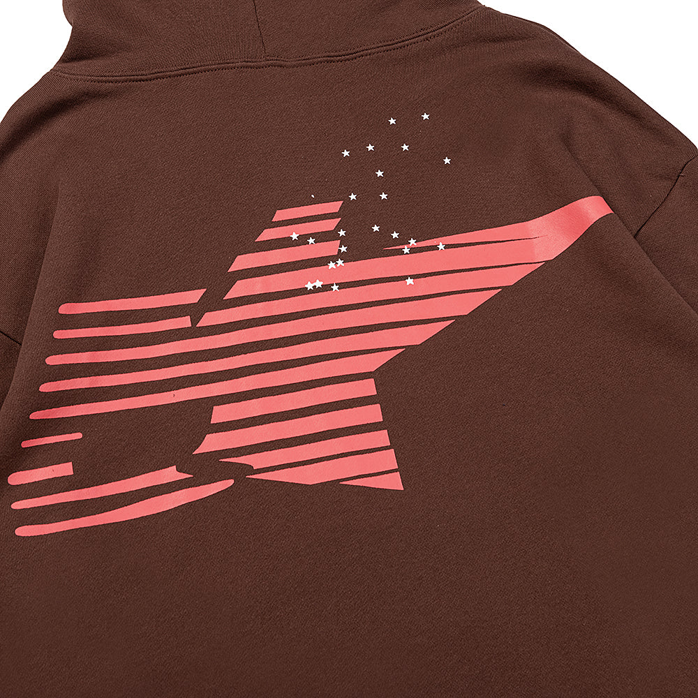 Sp5der Araignée Text Brown Pullover Hoodie
