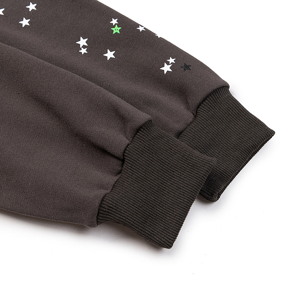 Sp5der Green Logo Splatter Dark Brown Pullover Hoodie