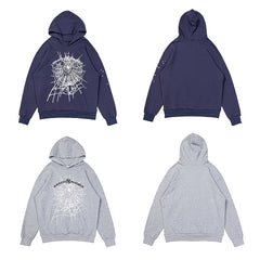 Sp5der Spider‑Web Grey Pullover Hoodie
