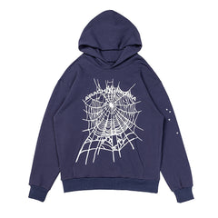 Sp5der Spider‑Web Grey Pullover Hoodie