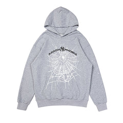 Sp5der Spider‑Web Grey Pullover Hoodie