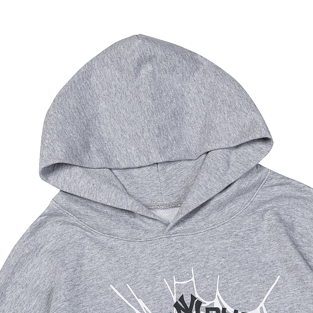 Sp5der Spider‑Web Grey Pullover Hoodie