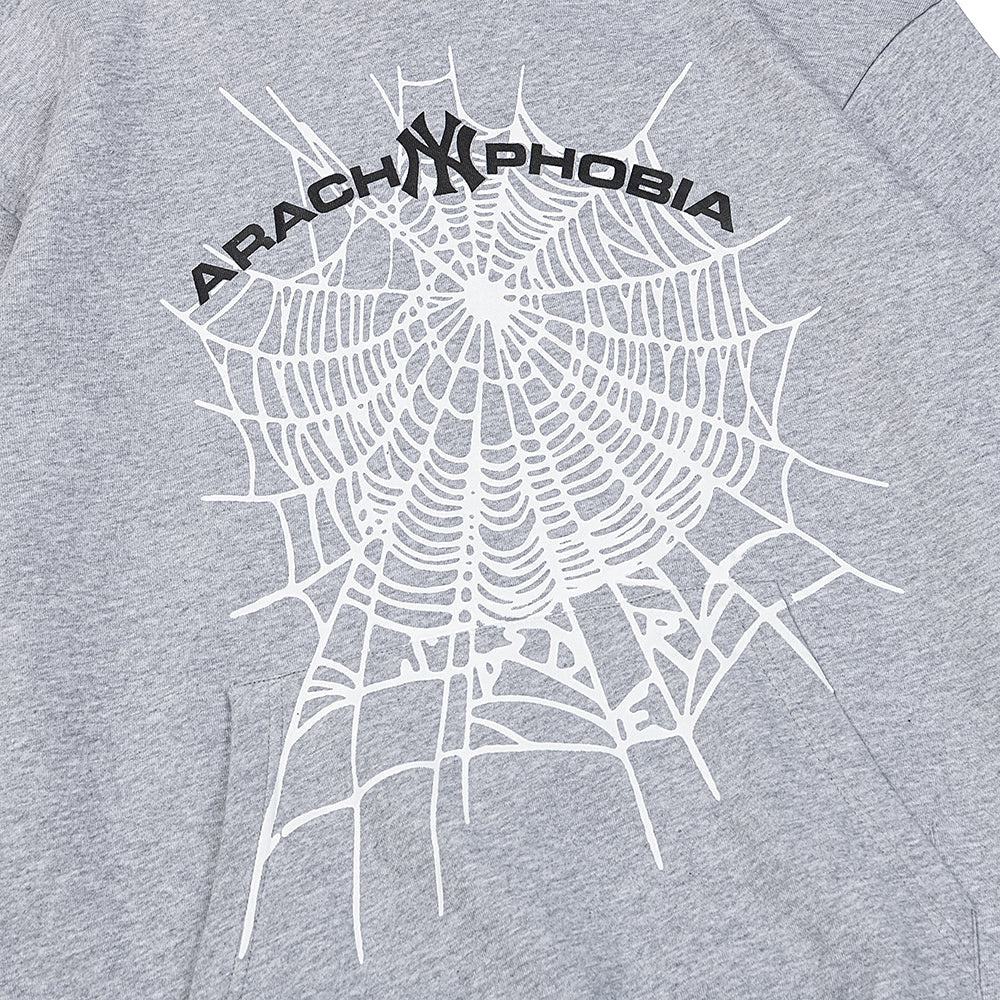 Sp5der Spider‑Web Grey Pullover Hoodie