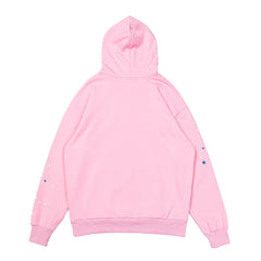 Sp5der Spider‑Web Blue Splatter Pink Pullover Hoodie