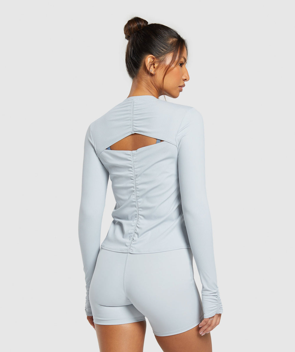 Gymshark Elevate Long Sleeve Ruched Top - Fresh Blue