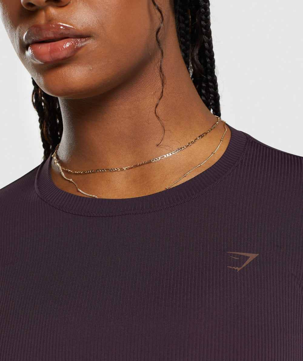 Gymshark Elevate Long Sleeve Ruched Top - Plum Brown