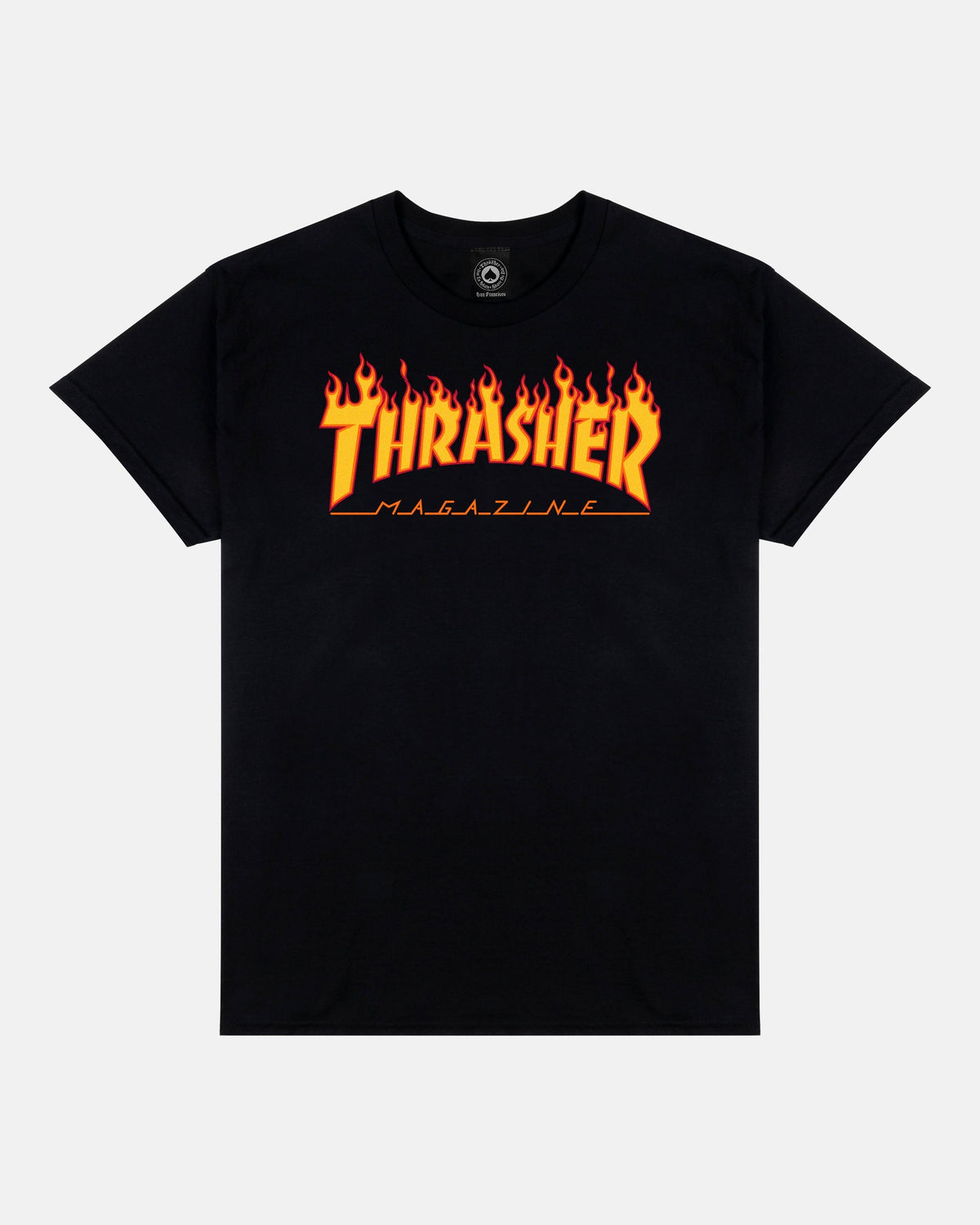 THRASHER Flame Logo Black Short‑Sleeve T‑Shirt