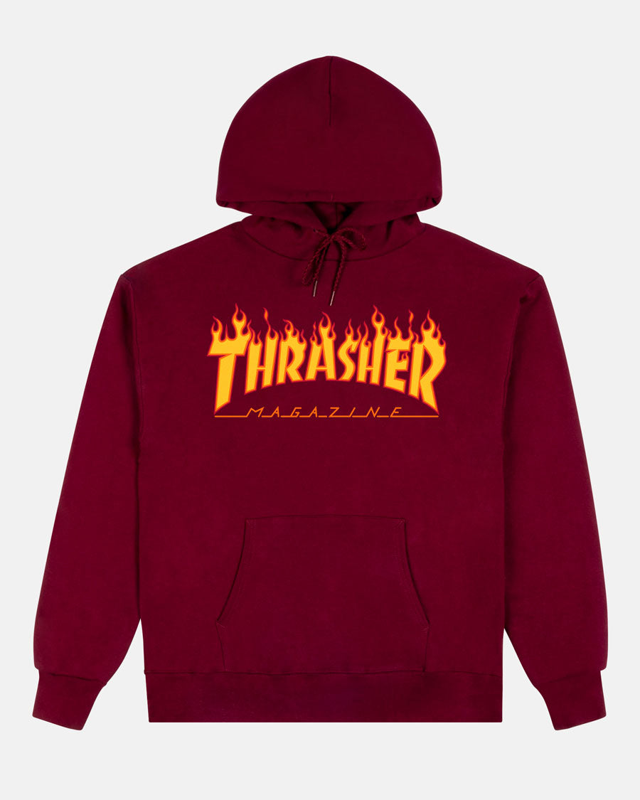 THRASHER FLAME - HOODIE - MAROON