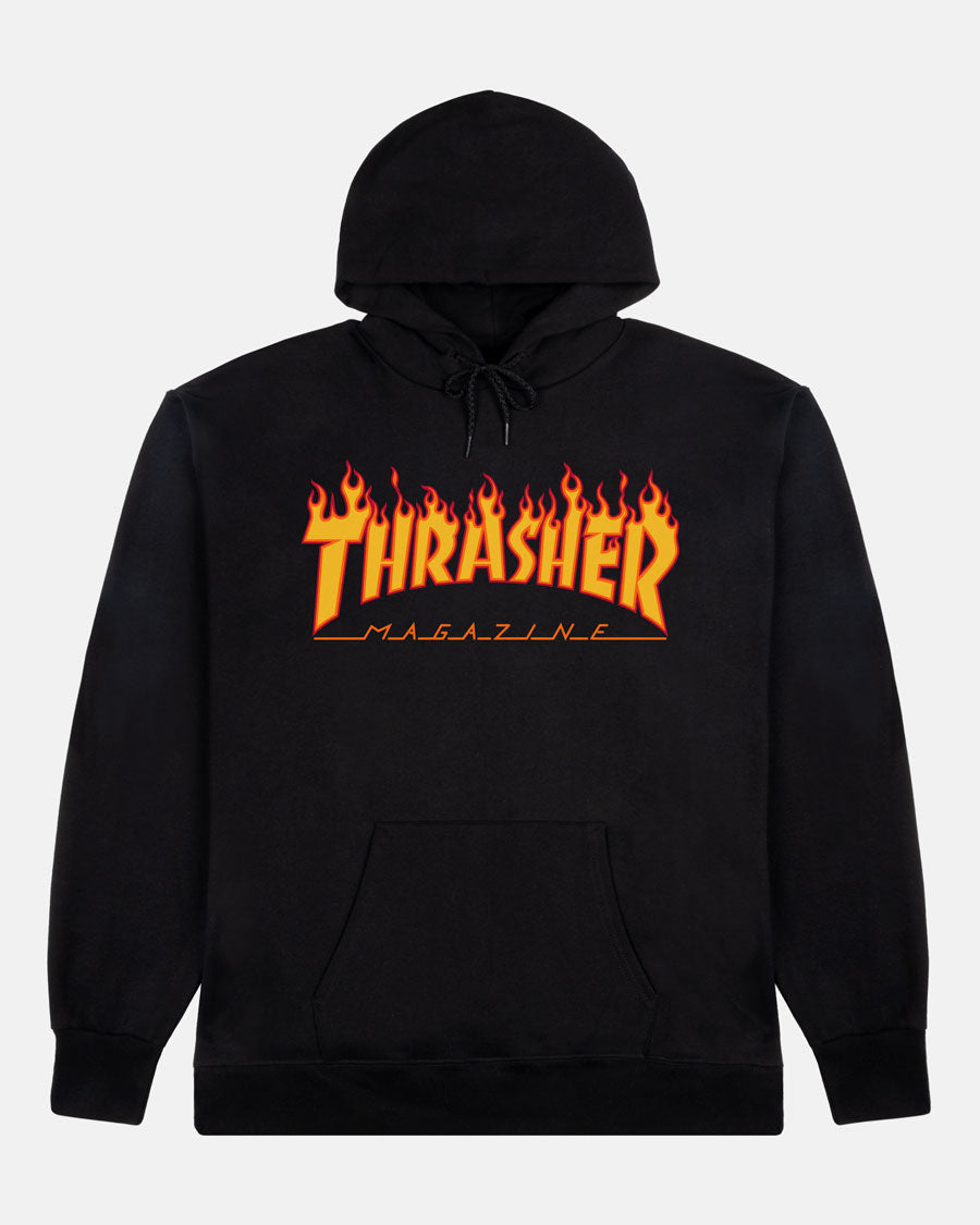 THRASHER FLAME - HOODIE - BLACK