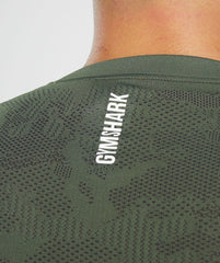 Gymshark Geo Seamless T-Shirt - Core Olive/Black