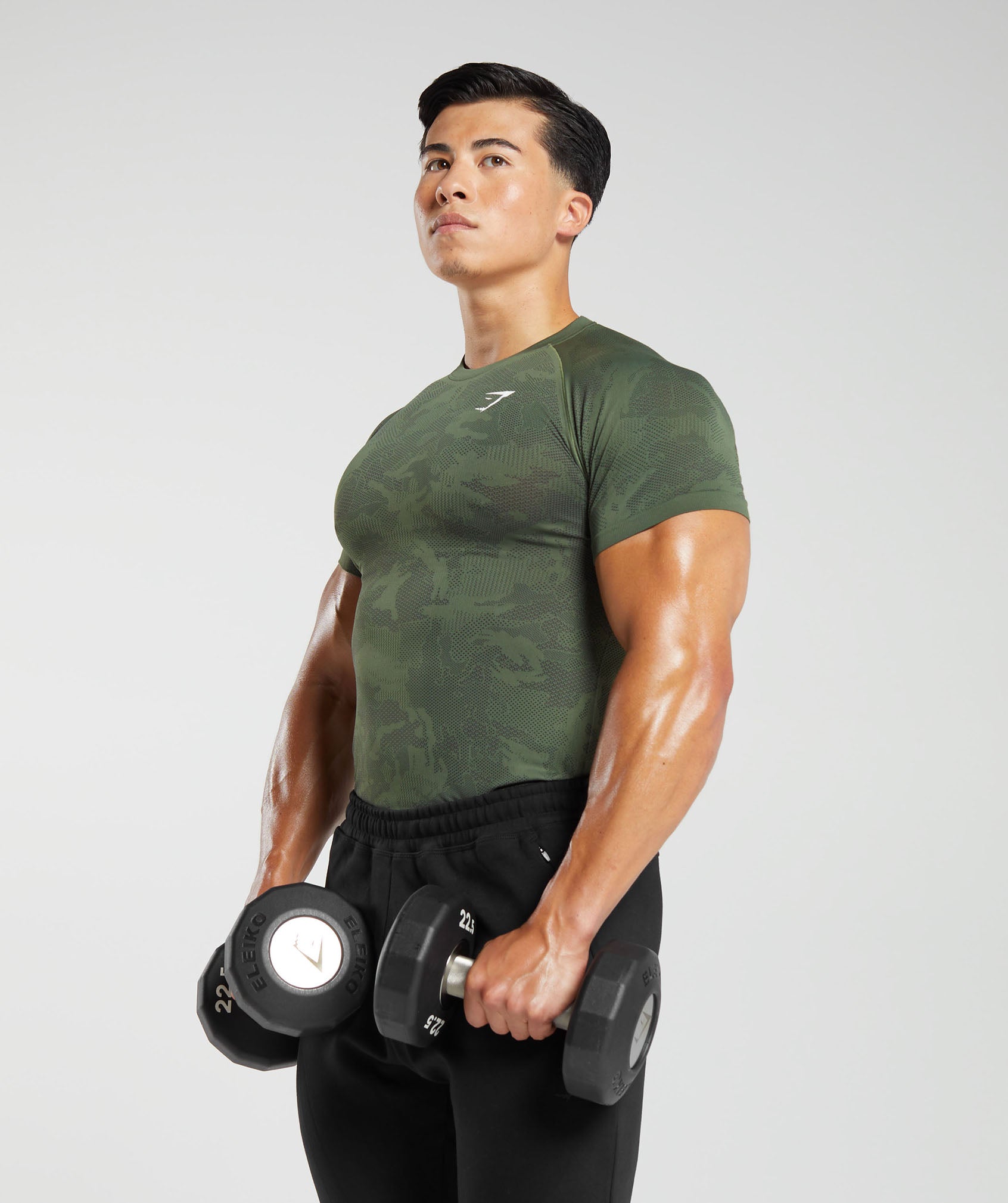 Gymshark Geo Seamless T-Shirt - Core Olive/Black
