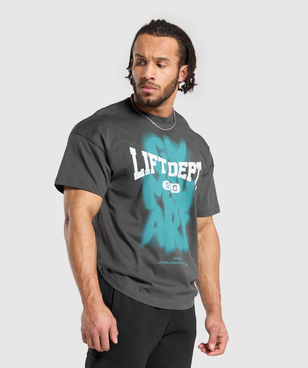 Gymshark Lifting Dept Graffiti T-Shirt - Asphalt Grey