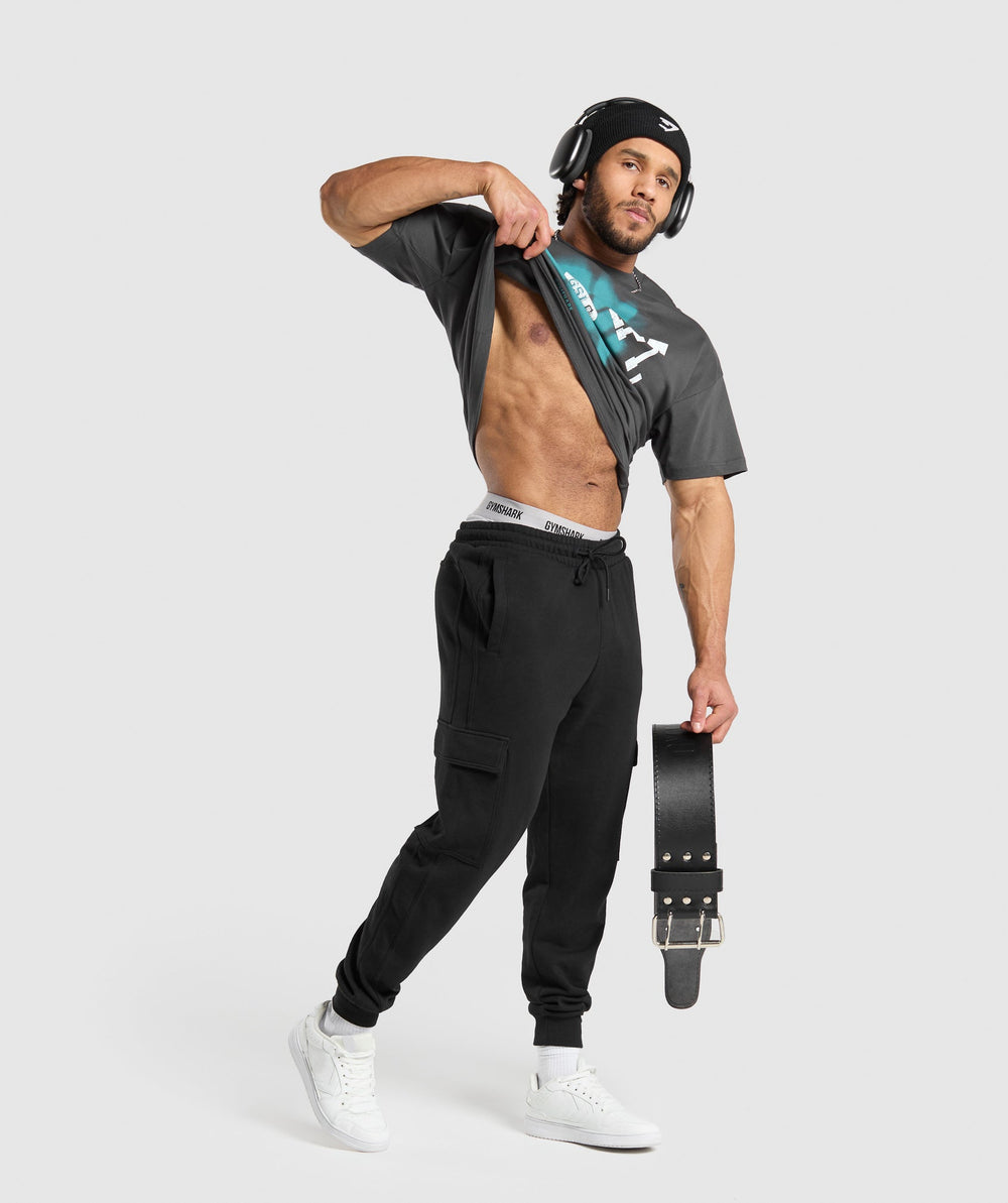 Gymshark Lifting Dept Graffiti T-Shirt - Asphalt Grey