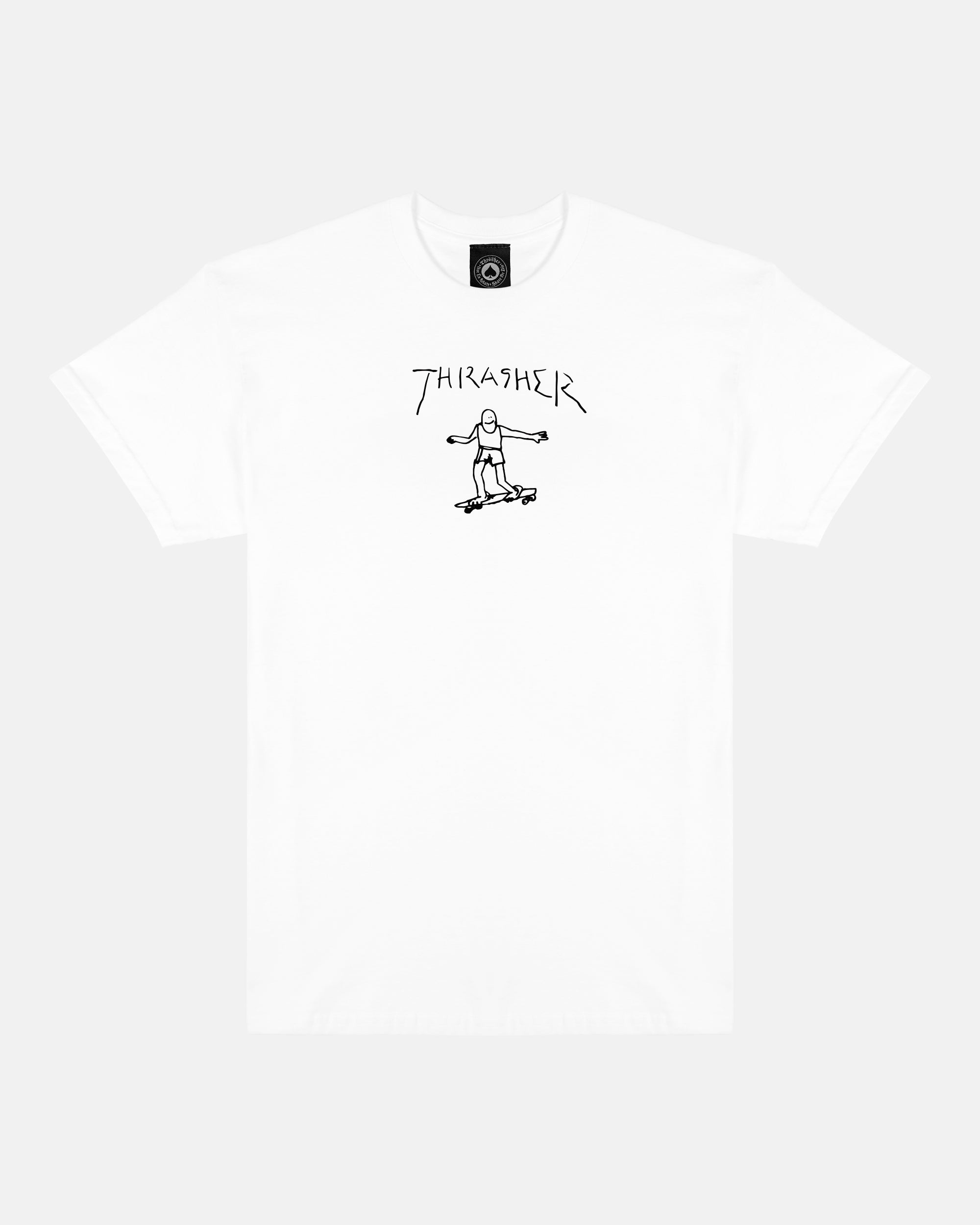 THRASHER Skate Character Graphic White Short‑Sleeve T‑Shirt