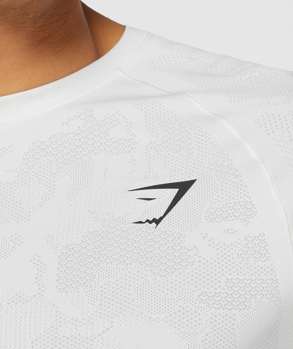 Gymshark Geo Seamless T-Shirt - White/Light Grey