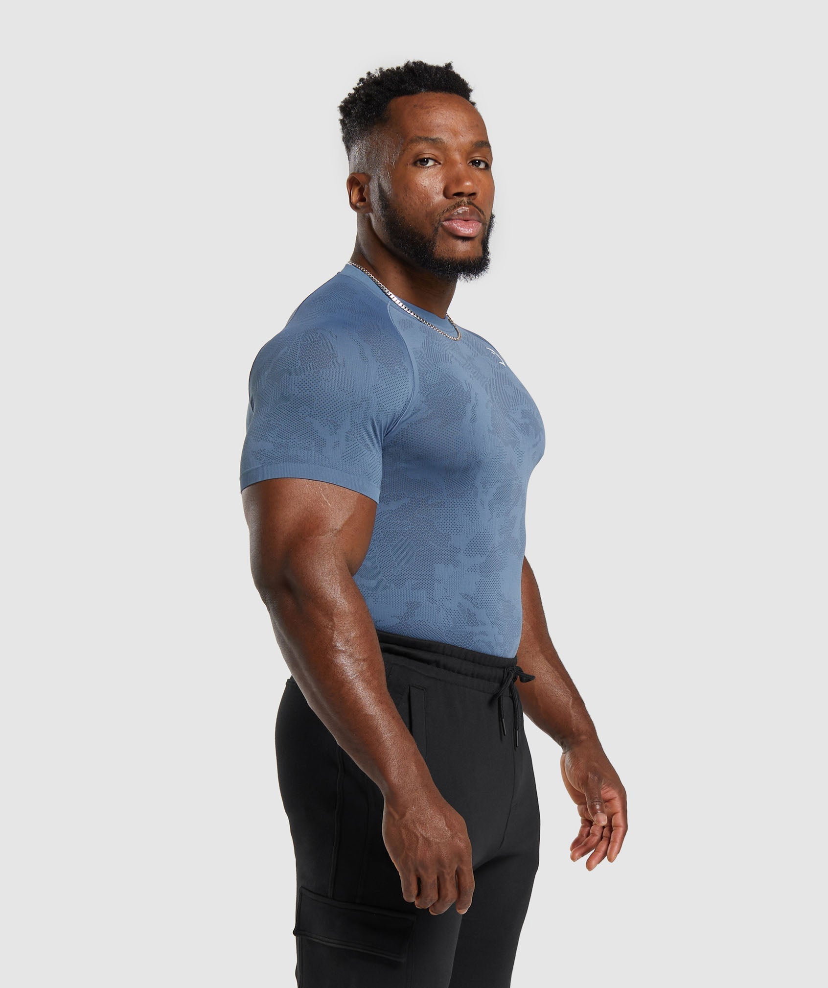 Gymshark Geo Seamless T-Shirt - Faded Blue/Titanium Blue
