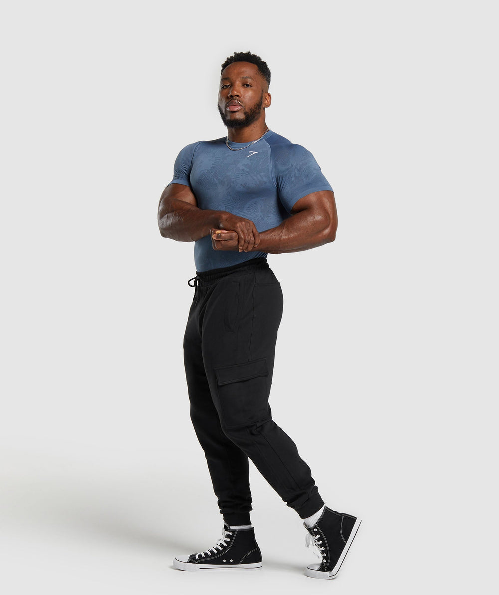 Gymshark Geo Seamless T-Shirt - Faded Blue/Titanium Blue
