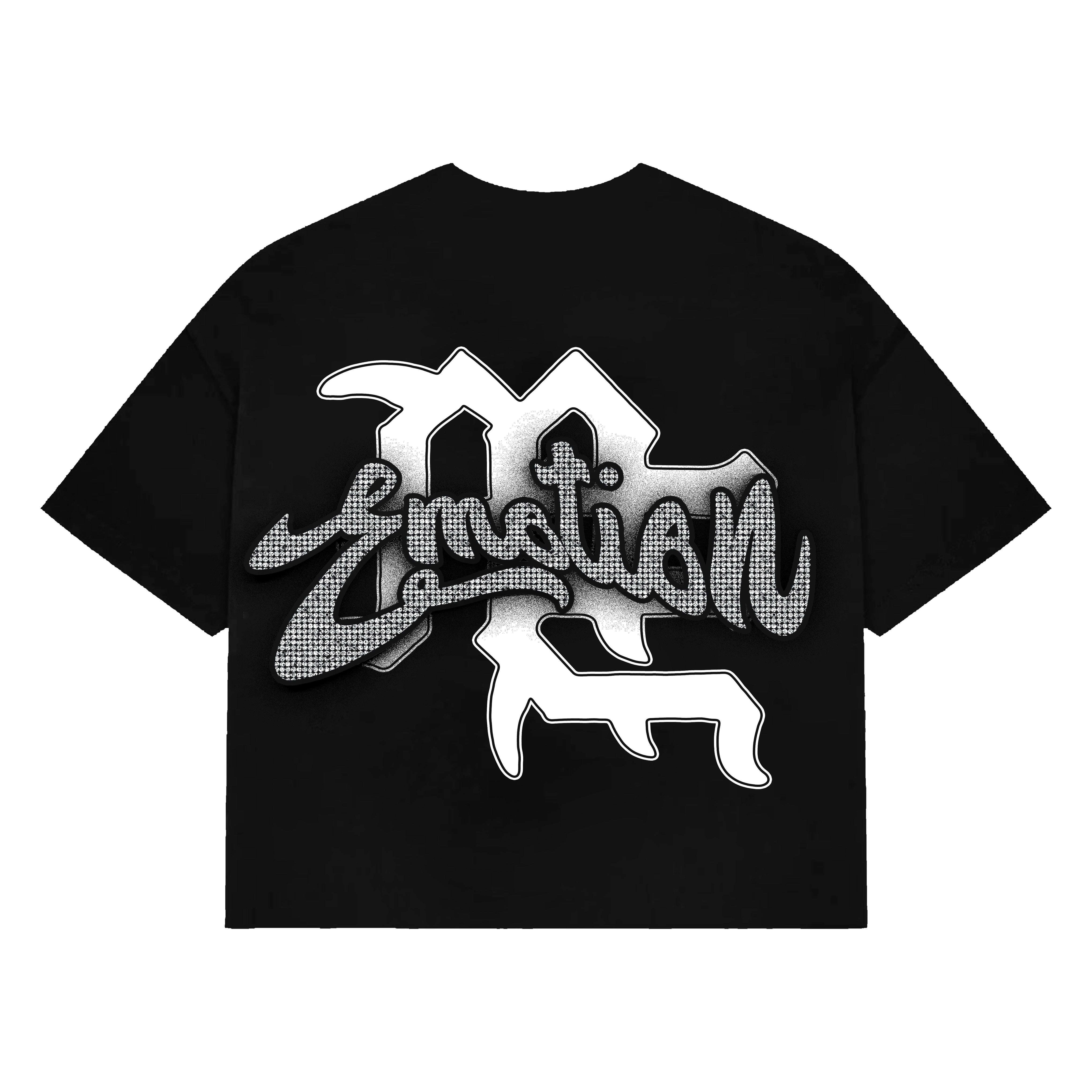 MIXED EMOTION Cupid Angel Vintage Graphic Black Cropped T‑Shirt